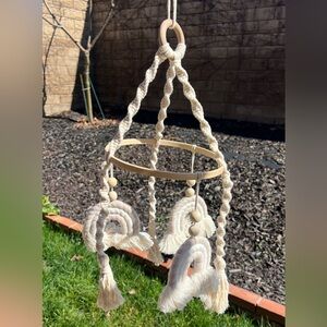 Boho Cream Rainbow Macrame Mobile